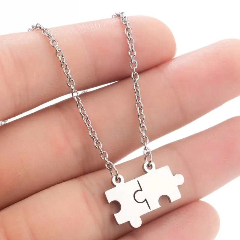 stainless steel puzzle necklace set best friend necklaces for 2
