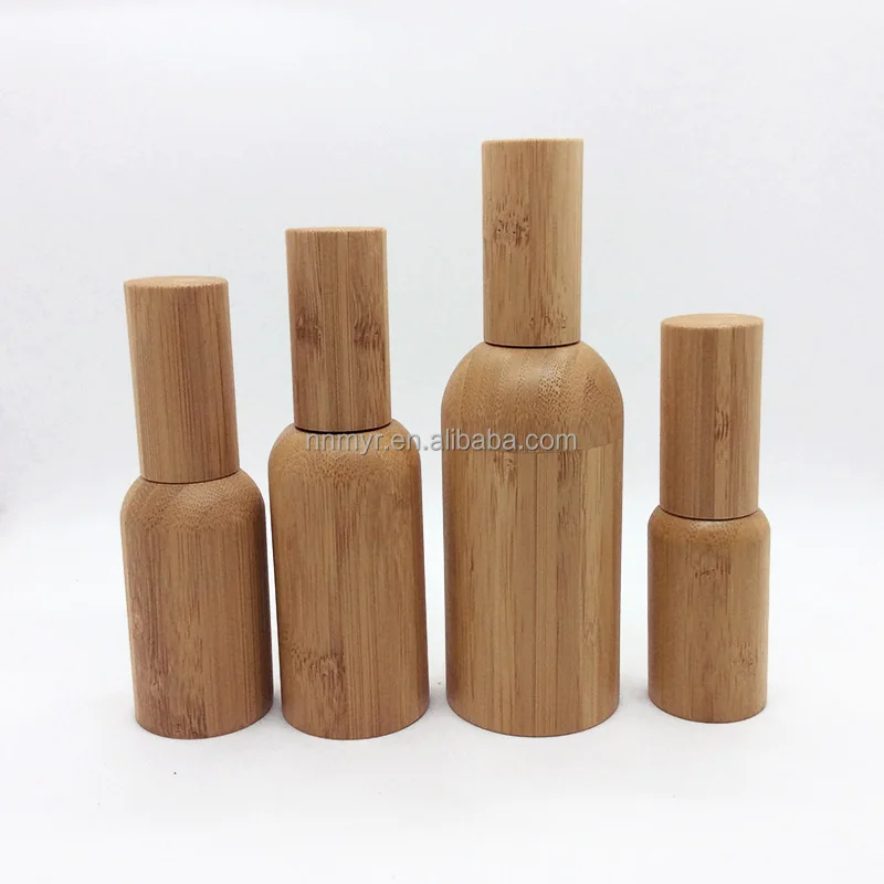 Portable Mini Aluminum Perfume Sub Packaging Spray Portable Cosmetics Liquid Container with Bamboo Bag Refillable Glass Bottles