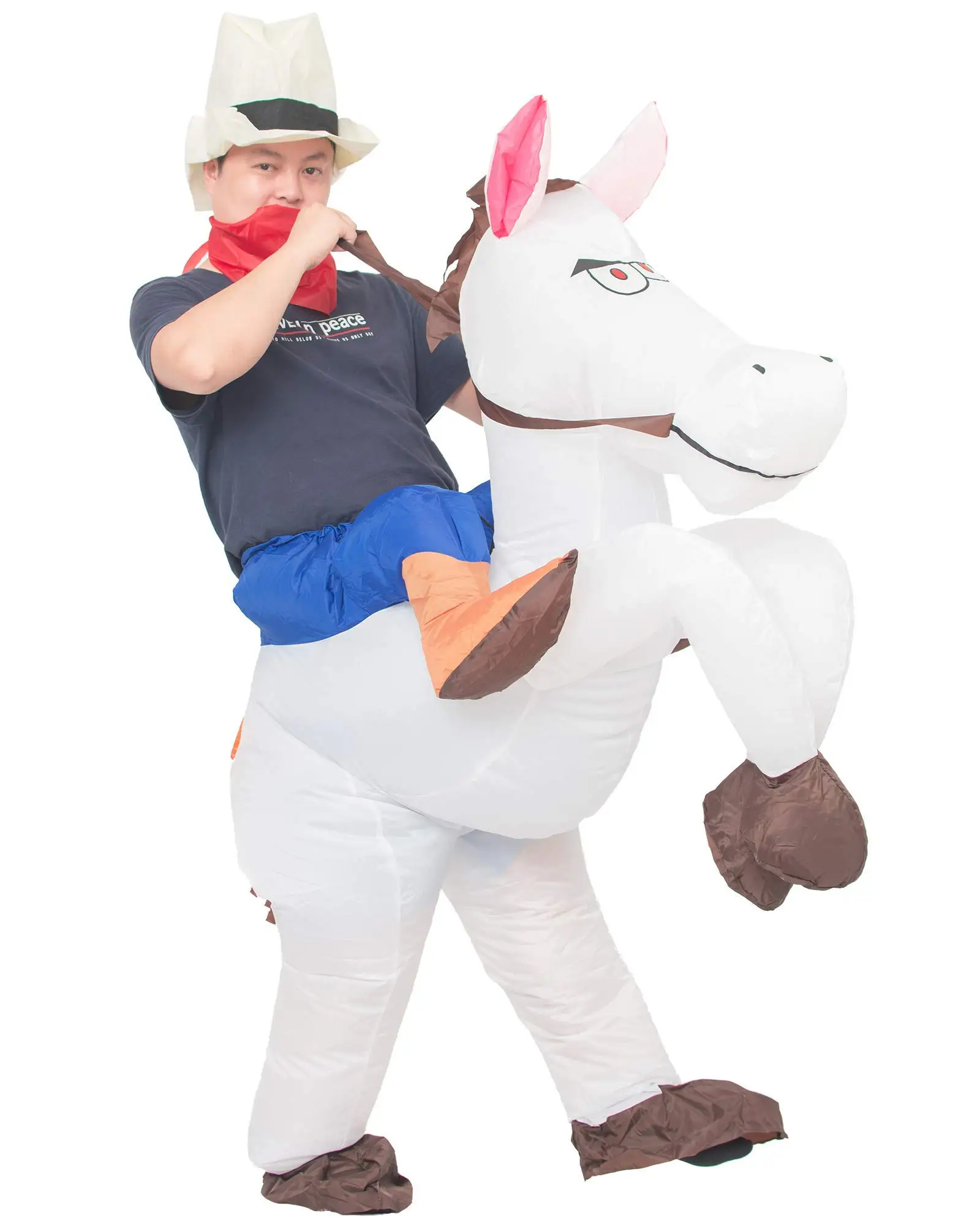 Wholesale 210T Free Size Walking Riding donkey Inflatable Costume suit