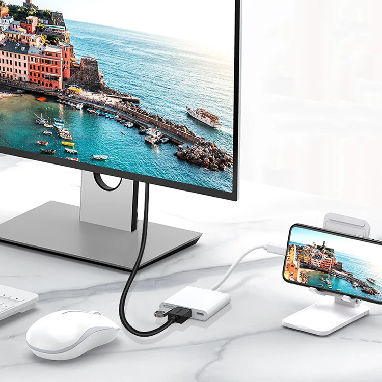 Настраиваемый логотип 3 в 1 взаимный обмен данными между компьютером и периферийными устройствами типа C многофункциональный концентратор для TYPE-C PD + USB HDTV