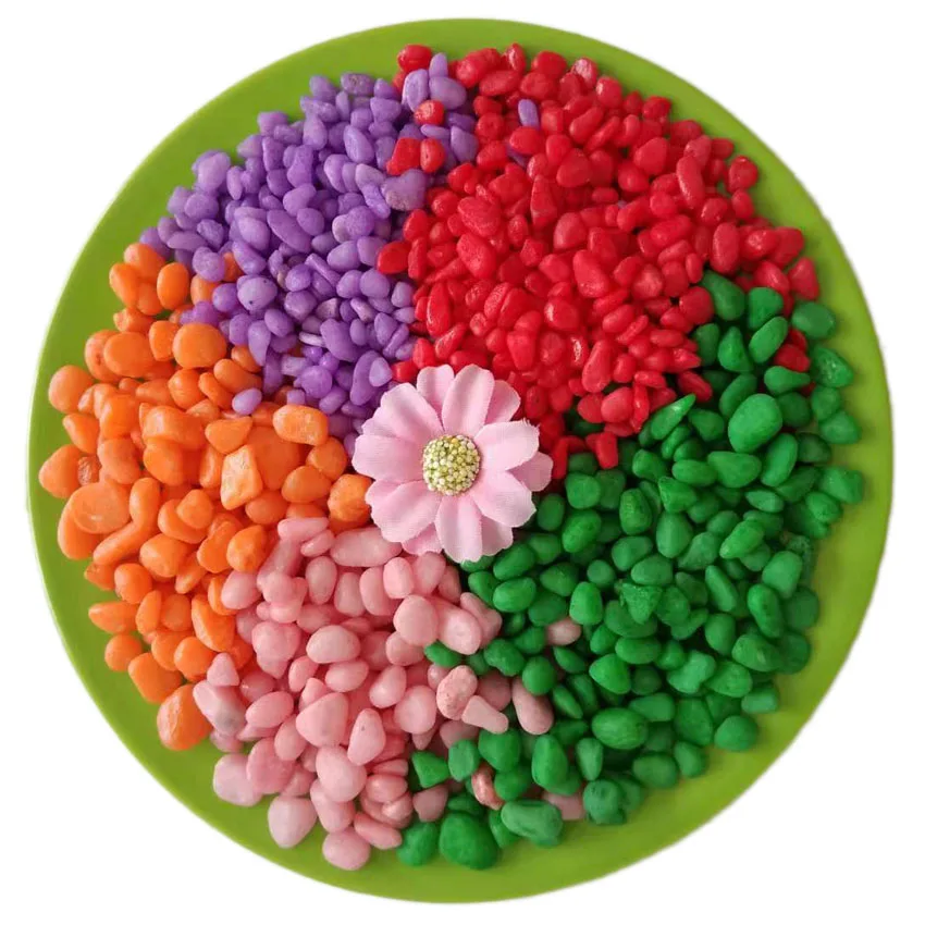 China Manufacturer Customizable Color Pebble Dyed Stones For Fish Tank Bottom Sand