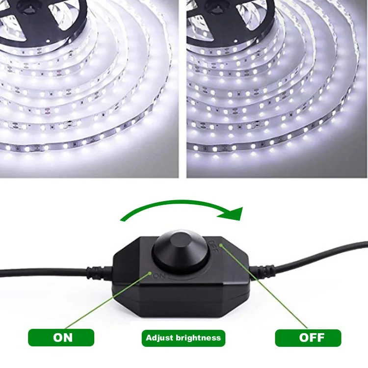 DC 12V 24V LED Strip Dimmer Switch With Female Male Adapter Brightness Adjustable Controller Manual Knob
