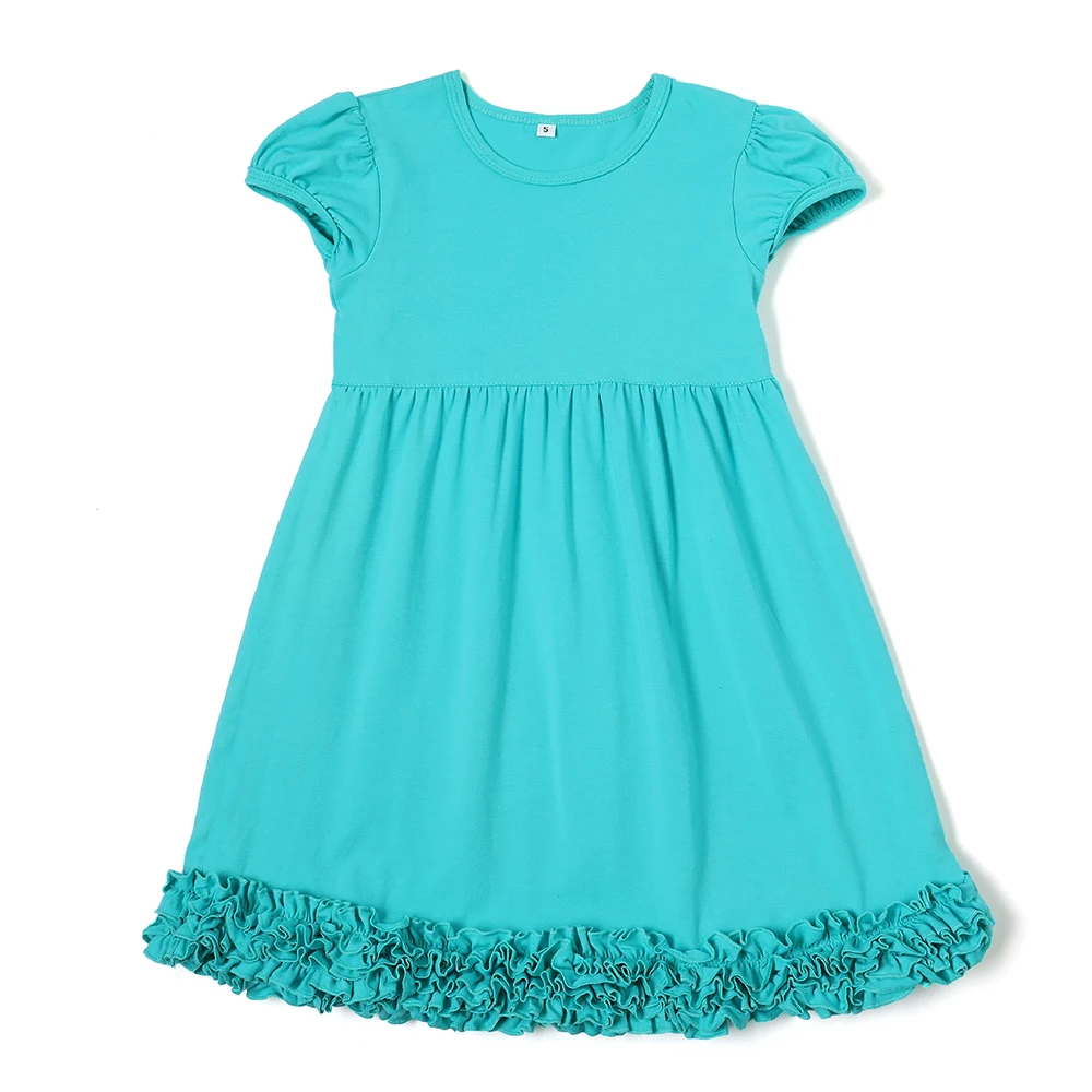 summer girl birthday clothes ruffle twirl dresses Blank Short Sleeve Empire Waist Ruffle Dress