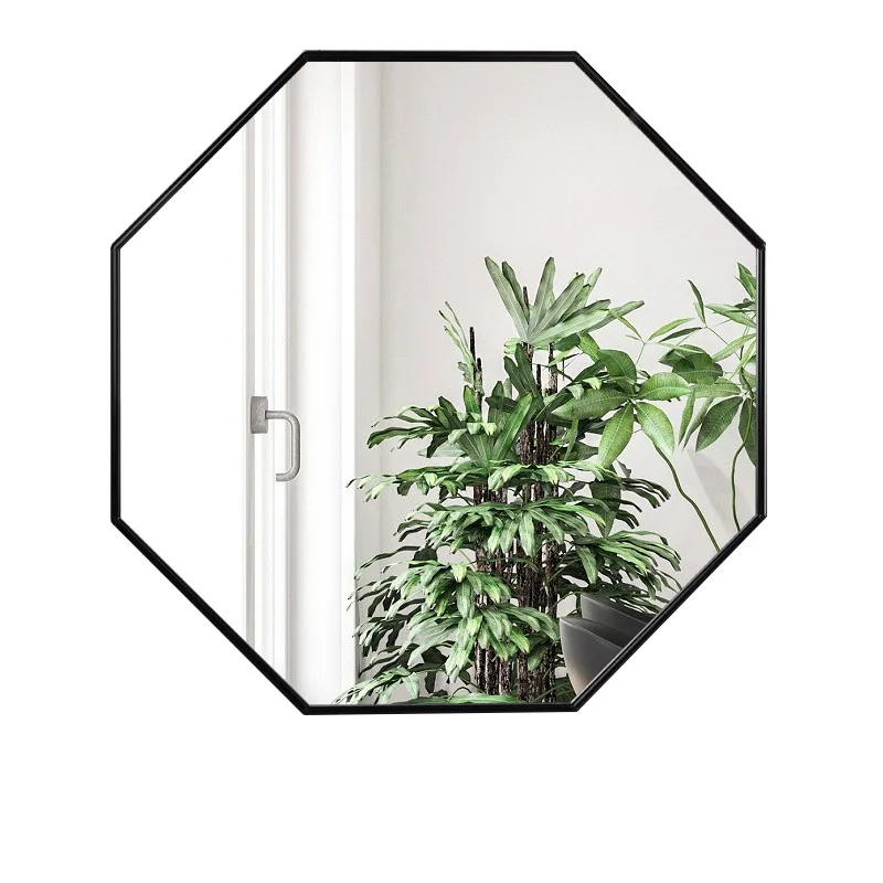 Modern luxury hotel bathroom decorative antique hexagon shape gold frame wall mirror