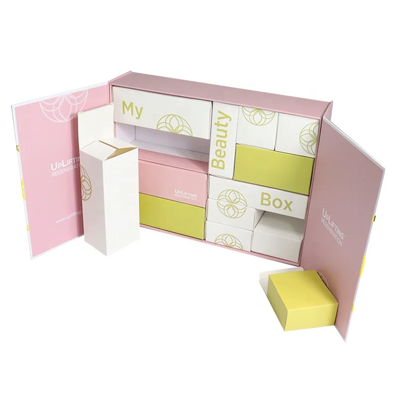 Best-selling Low Moq Custom Pink Advent Calendar Packaging Box Paper Makeup Cosmetics Lashes Beauty Storage Solution Boxes