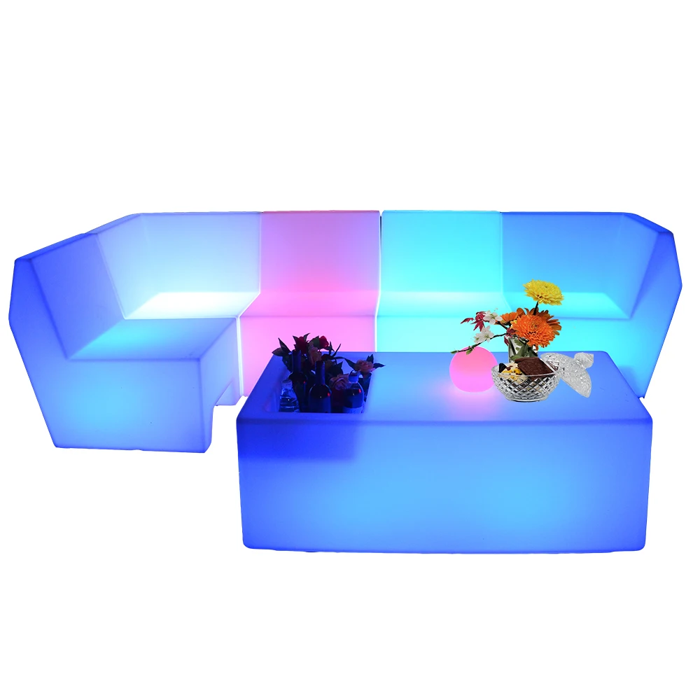 Glowing LED light up bar furniture LED bar table with ice bucket/outdoor garden led furniture tables chairs bar stool cube chair