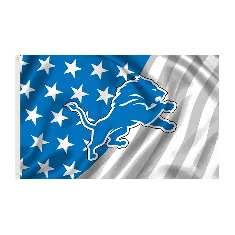 Top Sales Custom Detroit Lions 3 x 5 Flag Digital Printing Banner  Nfl Team Football Flag Detroit Lions Flag
