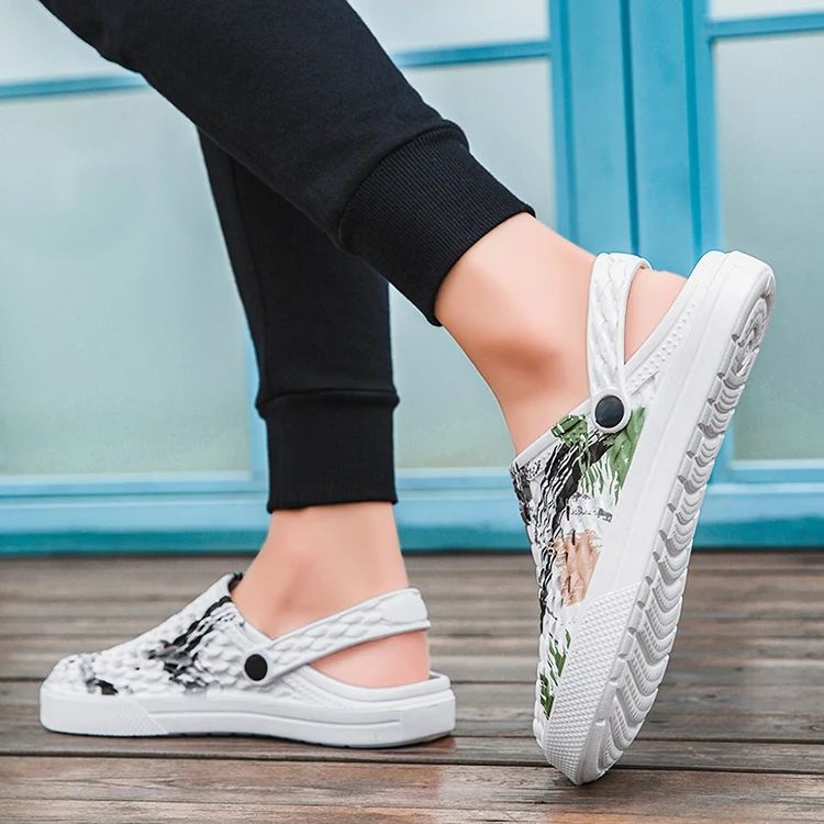 Модные повседневные сандалии на плоской подошве, дизайнерские дешевые пляжные сабо EVA, оптовая продажа, мужские сабо