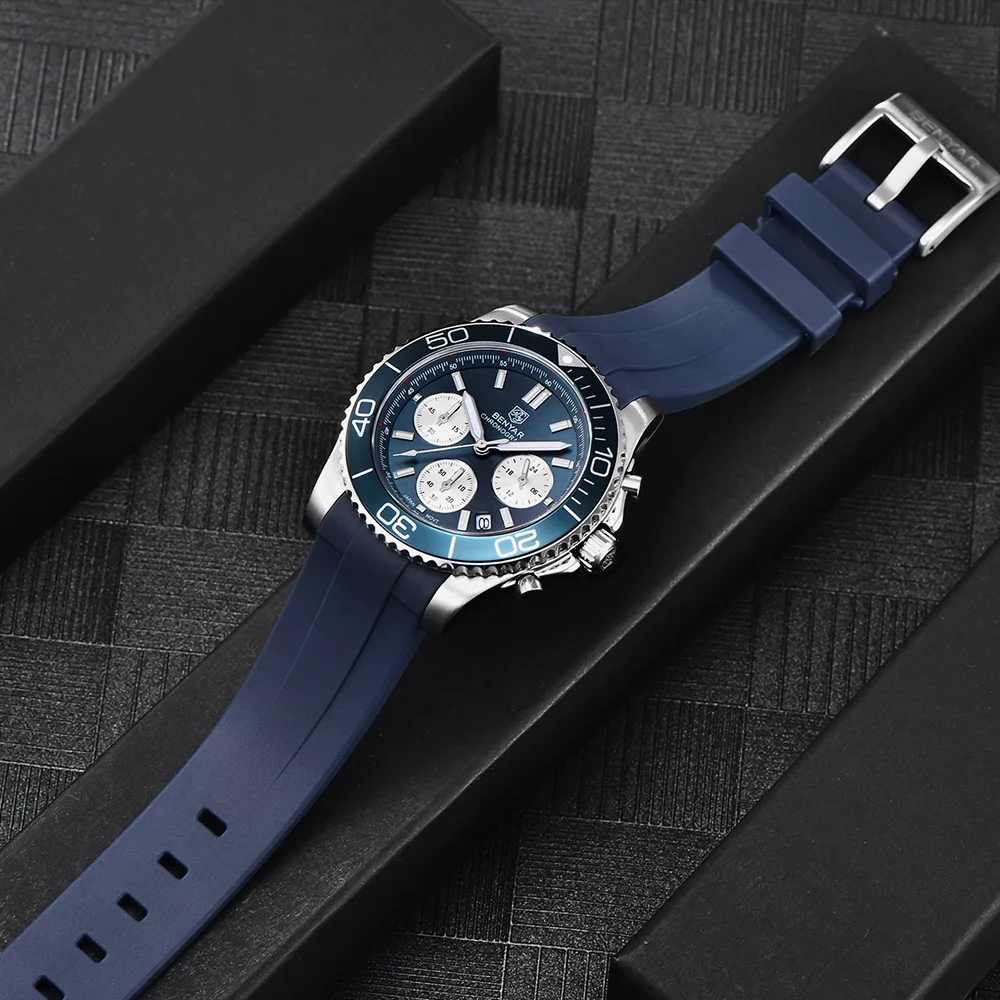 2024 NEW BENYAR S002 Luxury Men Watches Sport Chronograph Waterproof Men Quartz Wrist Watch Relogio Masculino Mens Watch +Box