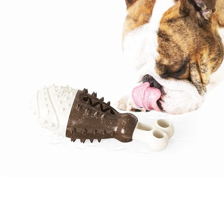 Custom featured products pet rubber dog leak food stick toothbrush durable dog bone chew toy