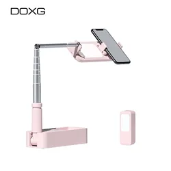 doxg pink ring light high angle shot content creator stand kit selfie stick overhead phone stand overhead tripod with led light