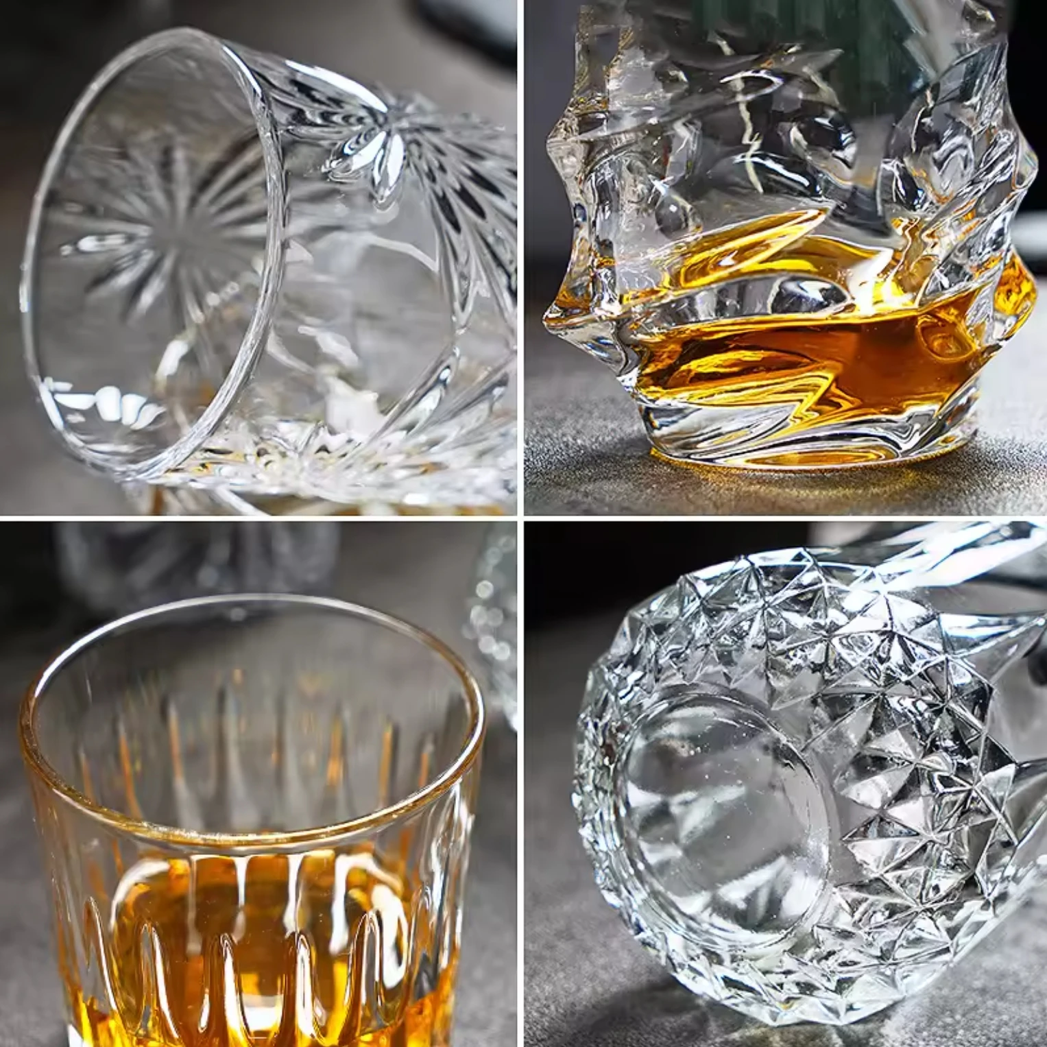 Wholesale Hot Sale Customized Thick Bottom Crystal Whiskey Glass Cup Whisky Glasses Logo Cup Wine Glassware For Bar