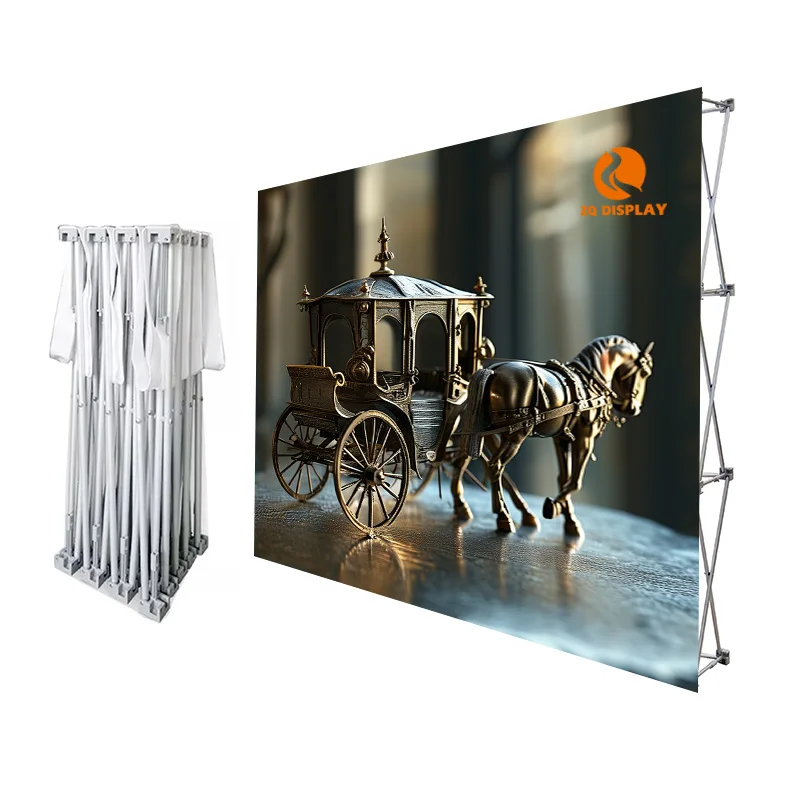 Premium 10x10ft Indoor Popup Straight Display Stand 10x10ft Backdrop for Exhibition Trade Show POP up Backdrop