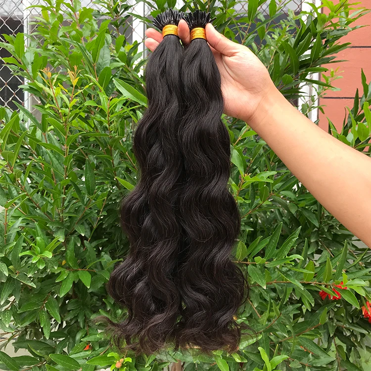 100% Remy Hair Natural Wavy Raw Indian I Tip Micro Link Hair Extension for Black Women with Natural Wave Style