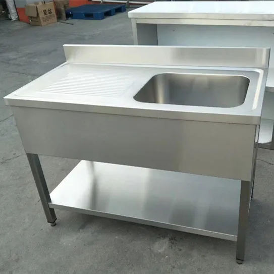 Commercial used stainless steel kitchen sinks/ single bowl sink bench worktable Stainless Steel Bench for Sale hospital