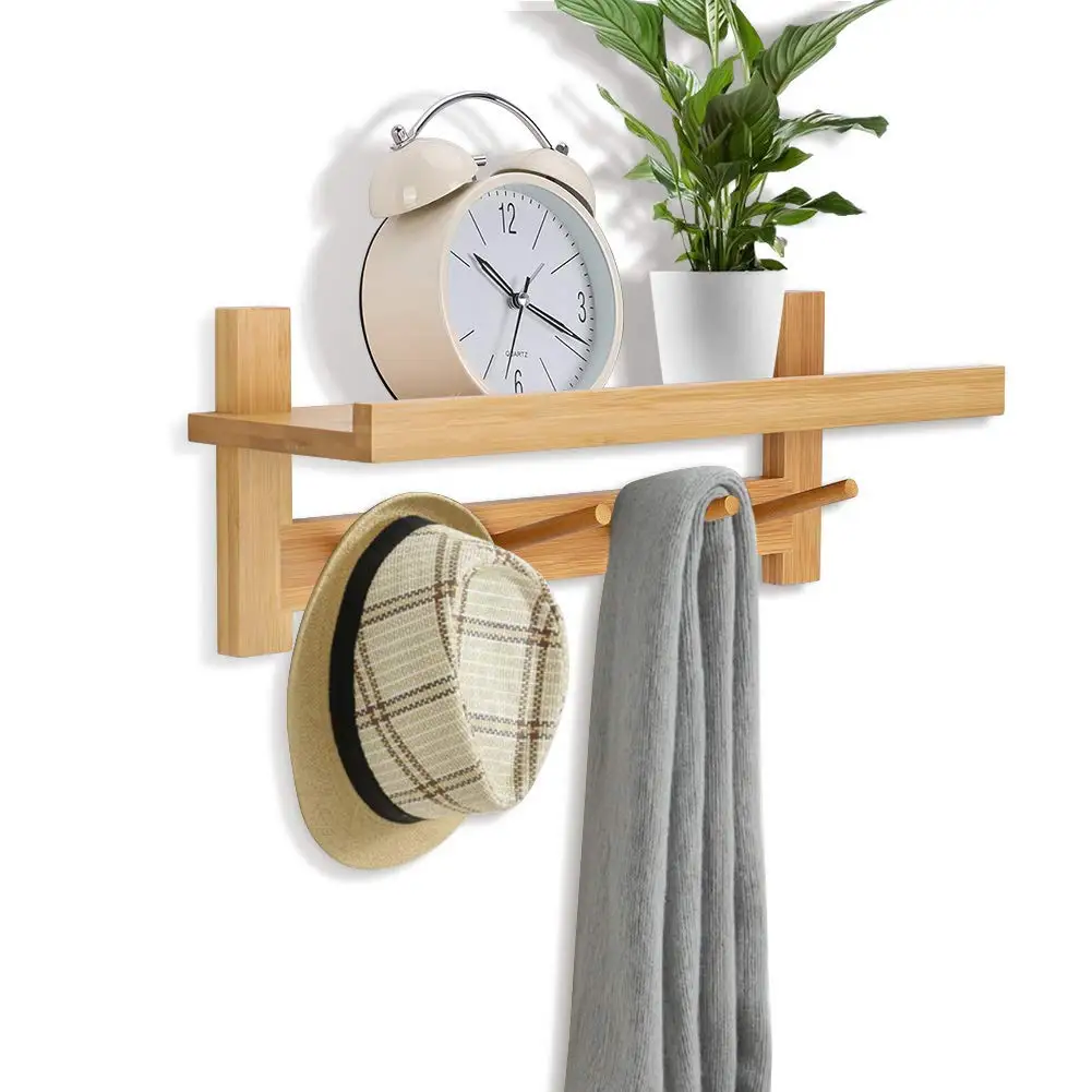 Factory Price Bamboo Wooden Coat Rack Clothes Hanger Hooks Living Room Wall Rack Hook Rack