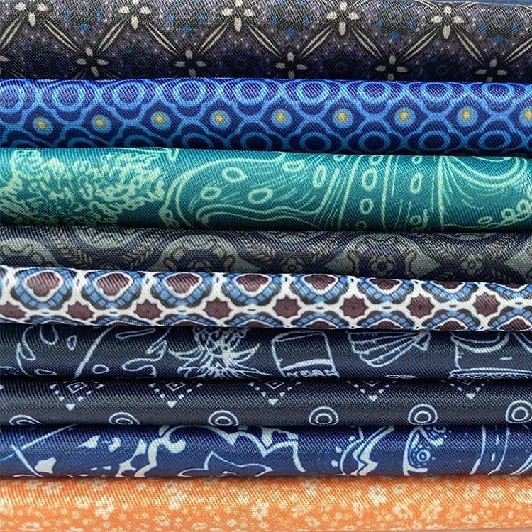 Wholesale men suit lining fabric customized printed twill fabric polyester pongee