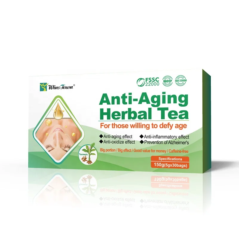 Organic Chinese Herbal Tea Blend With Turmeric Supports Immune Function & Anti-Aging 30 Sachet