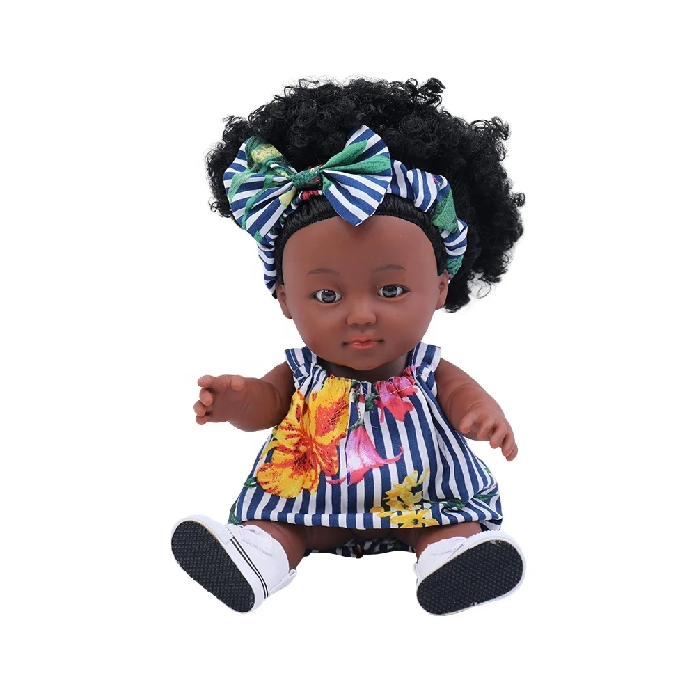 Toy 2023 Black doll  Lifelike Soft Reborn Baby Doll Gift 10 Inch African Vinyl Rubber Baby Toys Doll Wholesale