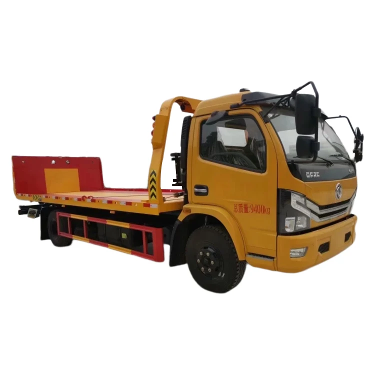 Dongfeng 4x2 Wrecker Truck 8 Ton Hydraulic Knuckle Boom Crane Rollback Flatbed Tow Loader Crane Truck For Sale