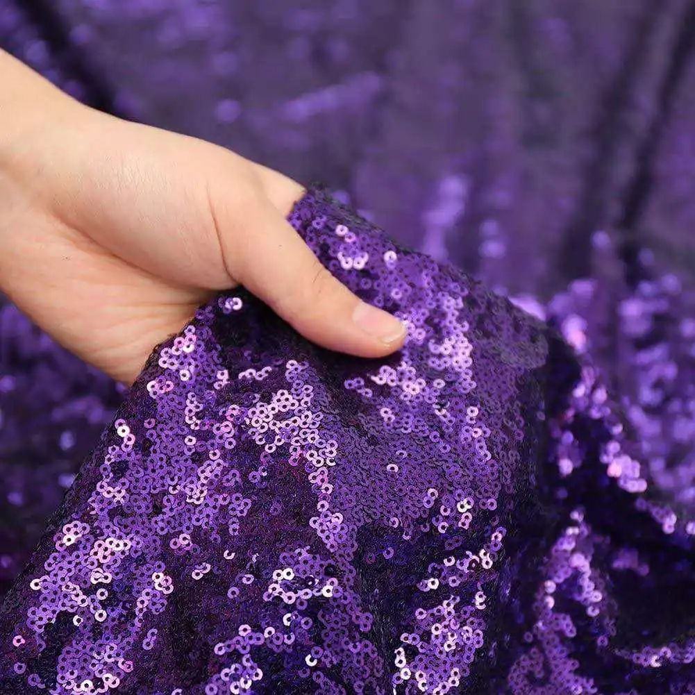 Hot Sale Fancy 50 Inch Round Purple Sequin Table Cloth