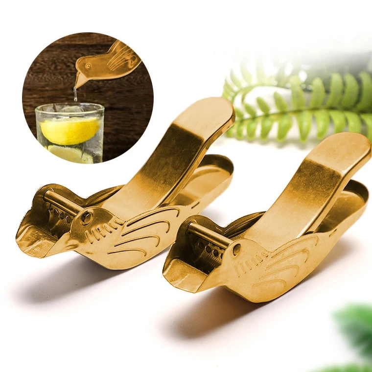RAYBIN Gold Stainless Steel Bird Juicer Portable Elegance Fruit Bird Shape Hand Manual Juicer Lemon Slice Squeezer