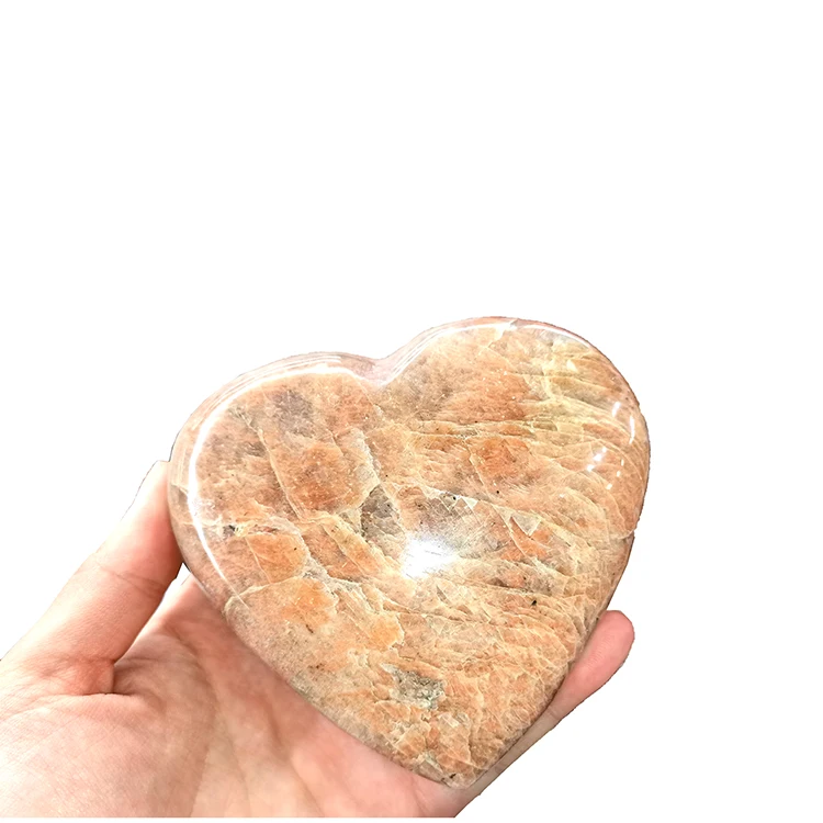 Wholesale Natural Healing Sunstone Heart Polished  Sunstone Quartz Heart Crystal Craft Sunstone Heart For  Decoration