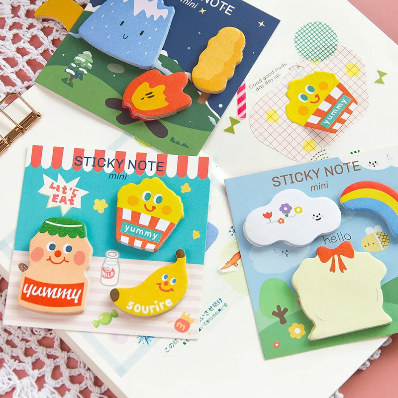 Low MOQ Study Works Office Strong Adhesive Reusable Cute Cartoon Sticky Notes Pads