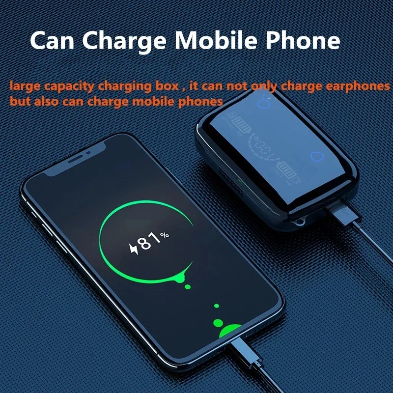 M19 TWS Earphones 2000mah Charging Box Wireless Headphones 9d Stereo Sports Flashlight Earbuds Headsets