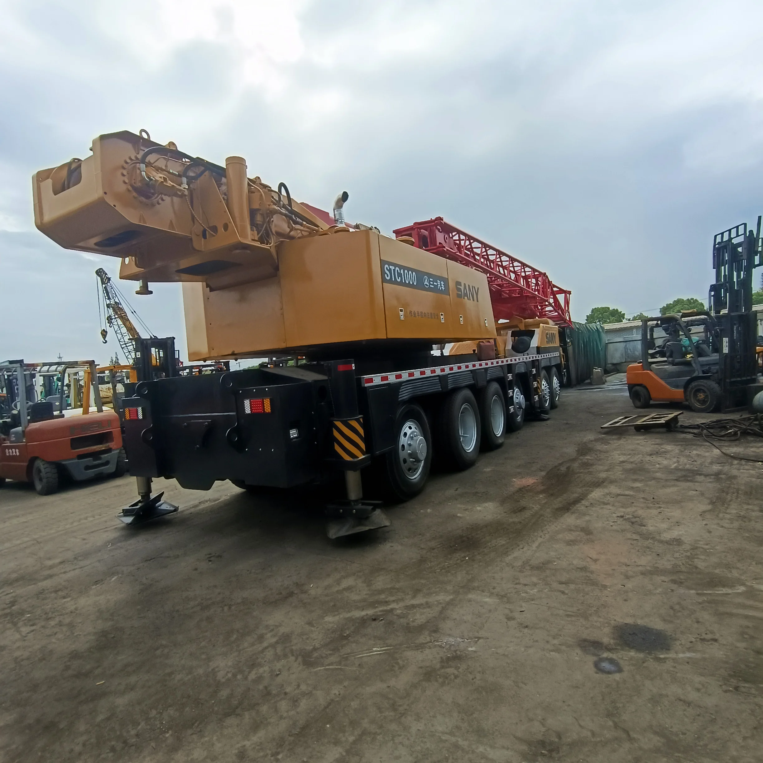 used truck crane sany stc1000 100 ton mobile crane hydraulic boom arm 4x4 truck mounted crane