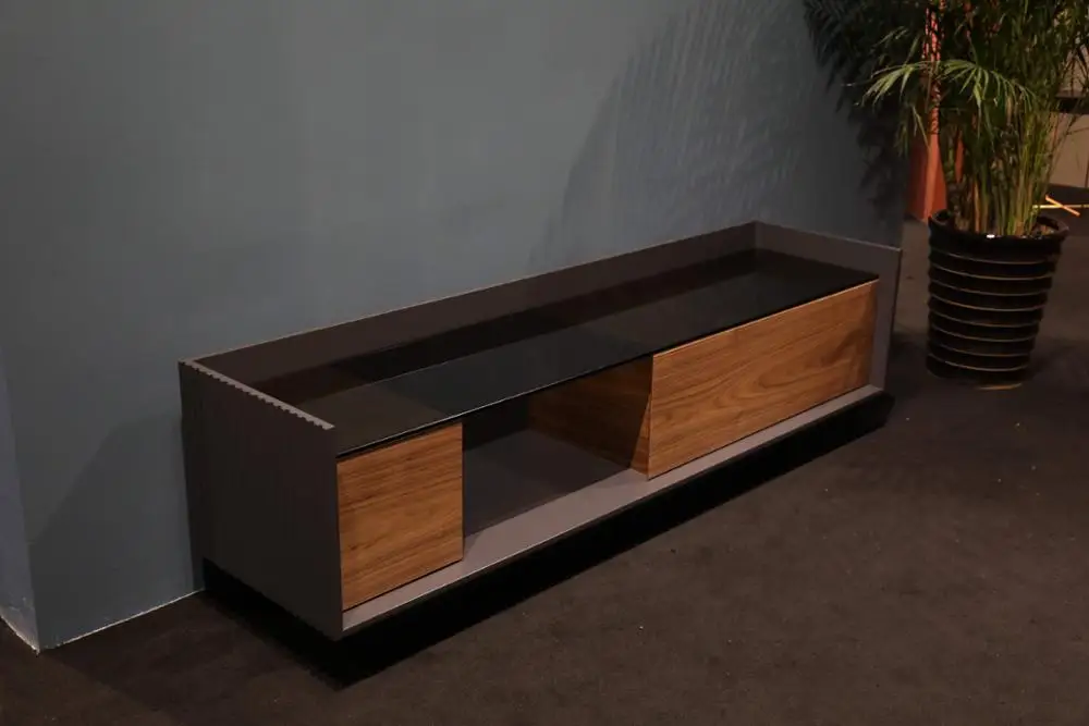 Modern Simple entertainment center with metal legs for living room use tempered glass top media console  TV cabinet TV stand
