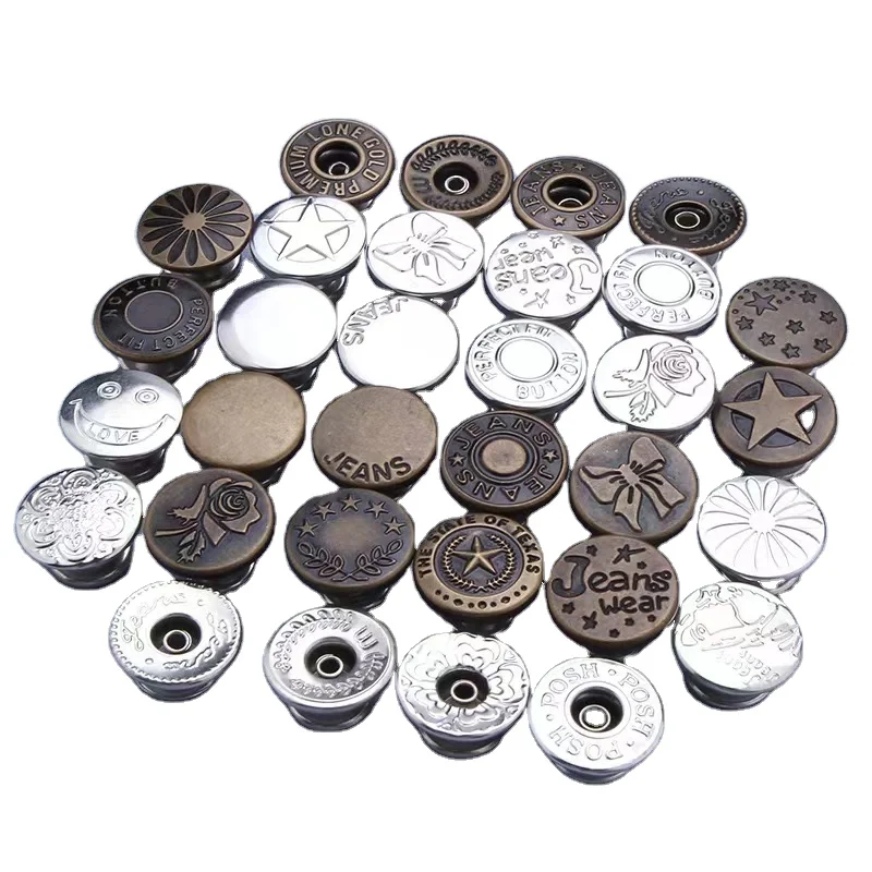 Custom Logo Round And Square Shape 4 Parts Brass Metal Press Snap Fastener Snaps Button For Clothing