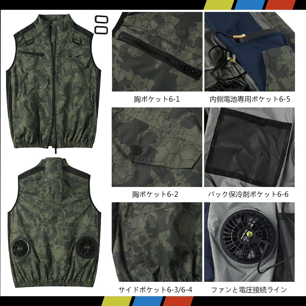 Unisex heatstroke protection 18V rechargeable battery powered electric air cooled jacket fan vest Summer High Temp Outdoor