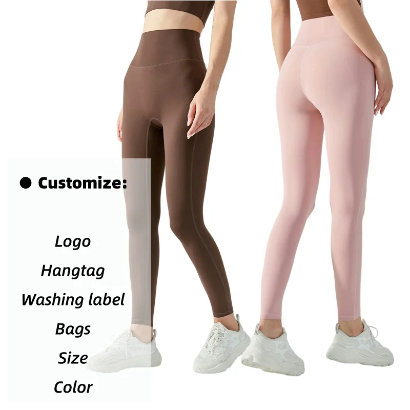 Wholesale Naked Feel Yoga Leggings No T Line Tummy Control Sport Tights Soft Women Gym Leggins Custom Logo Yoga Leggings