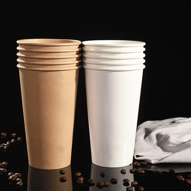 Custom Logo Printed 8oz 6oz 12oz White Kraft Cups Single Wall Takeaway Disposable Paper Coffee Cup