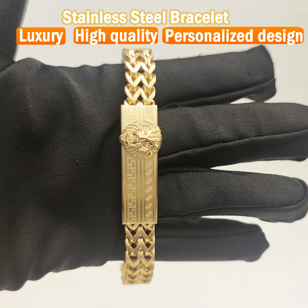Unique arabic design gold Retro quartz watches soild stainless steel japan movement men wrist watch with bracelet set