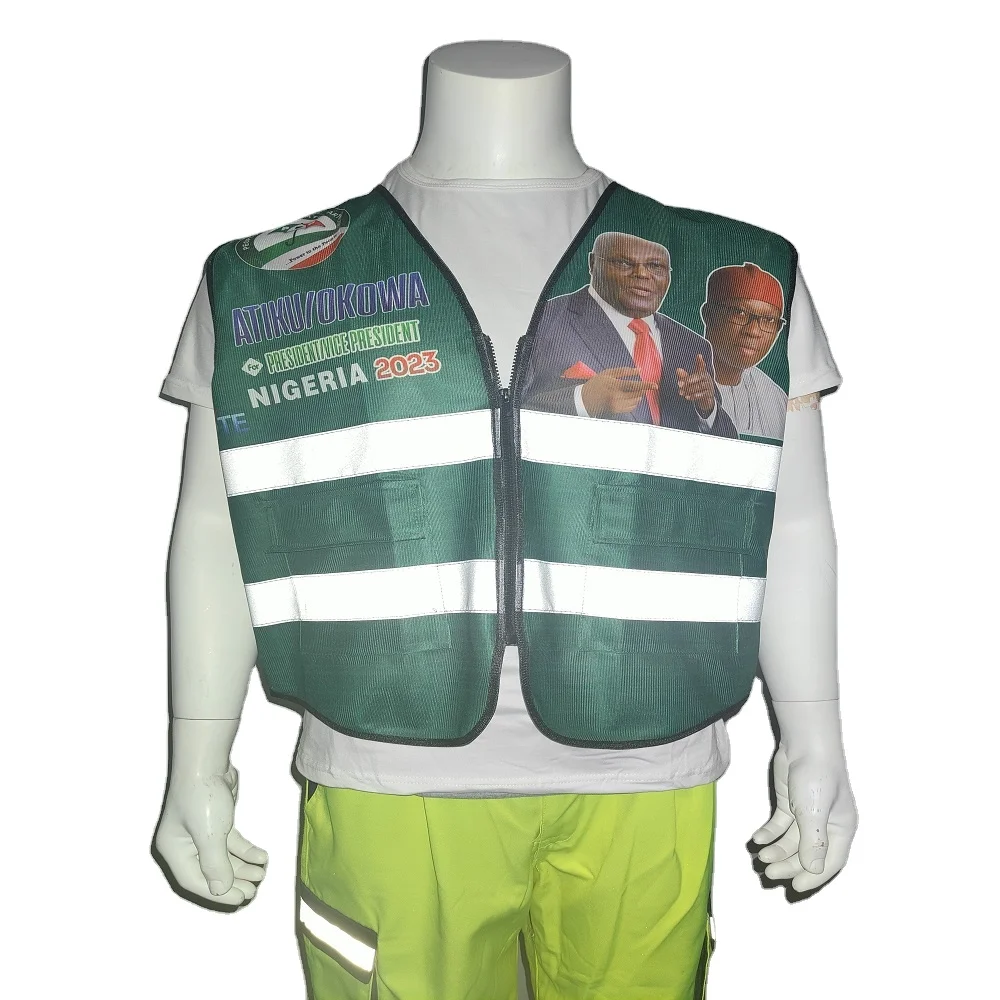 Election reflective Safety Vest 2022 Green color political Election Campaign Wholesale price  100% Polyester Safety Vest