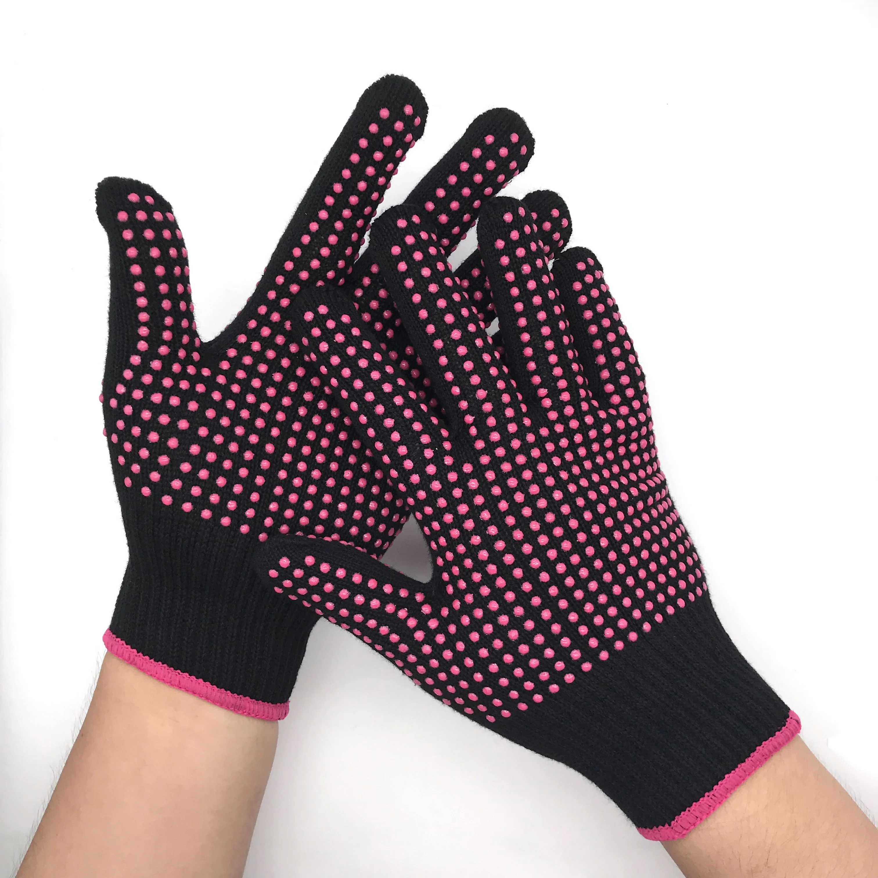 China wholesale pvc dotted glove for hot hair heat resistant glove for hair styling
