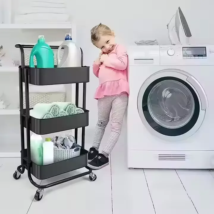 Multi-Functional Three-Layer Storage Shelf Modern Design Plastic Beauty Salon Trolley for Bedroom Apartment or Mall Furniture