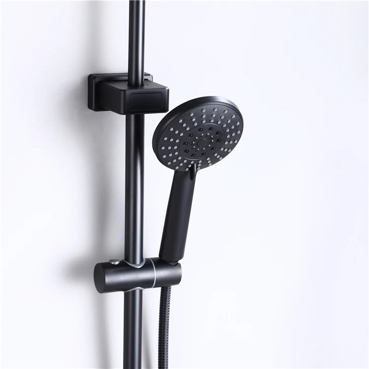 
Nordic style hotel bathroom shower head black wall mounted brass thermostatic shower mixer 