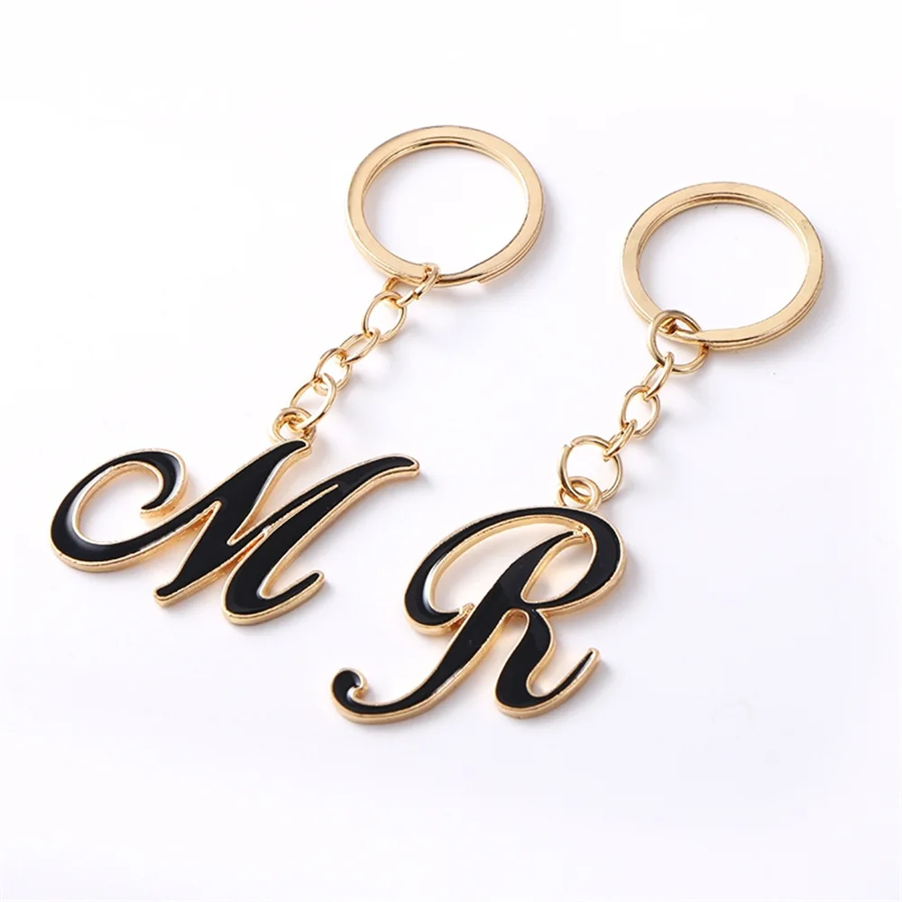 English letters keychain European and American trend metal keychain 26 English letters custom metal keychain