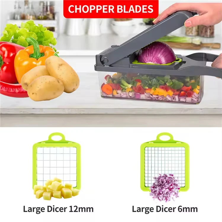 ANJUKE 12 In 1 Multifunctional Kitchen Manual Mandoline Slicer Plastic Potato Vegetable Chopper Grater Slicer Vegetable Cutter