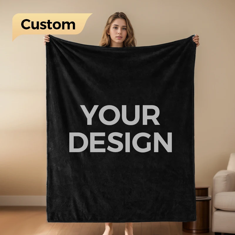 Custom Logo Digital Printed Polyester Soft Microfiber Recycled Sublimation Free Sample Fleece Sherpa Throw Blanket