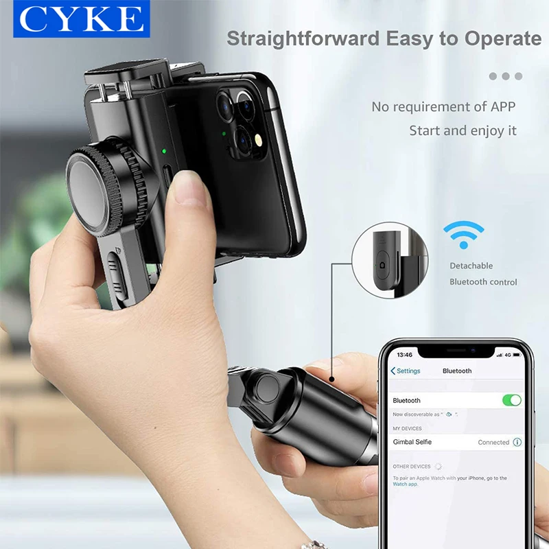 CYKE L08 Estabilizador de telefono Grabacion de video Universal Wireless Bluetooths Selfie Stick Handheld Smartphone Gimbal
