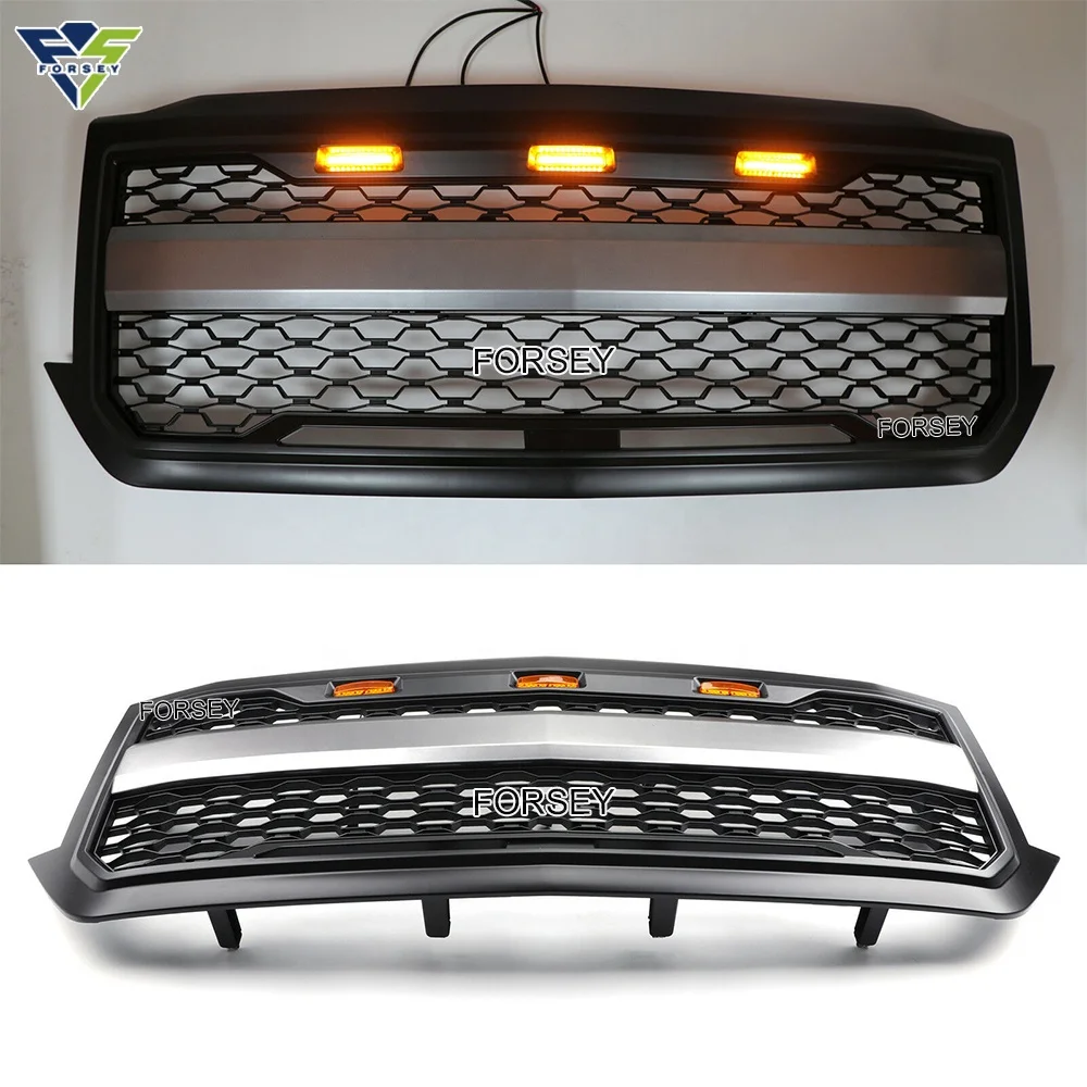 Chevy Car auto front bumper Grille fit for Silverado Chevrolet 2016 2017 2018 Replacement Mesh Grille With LED