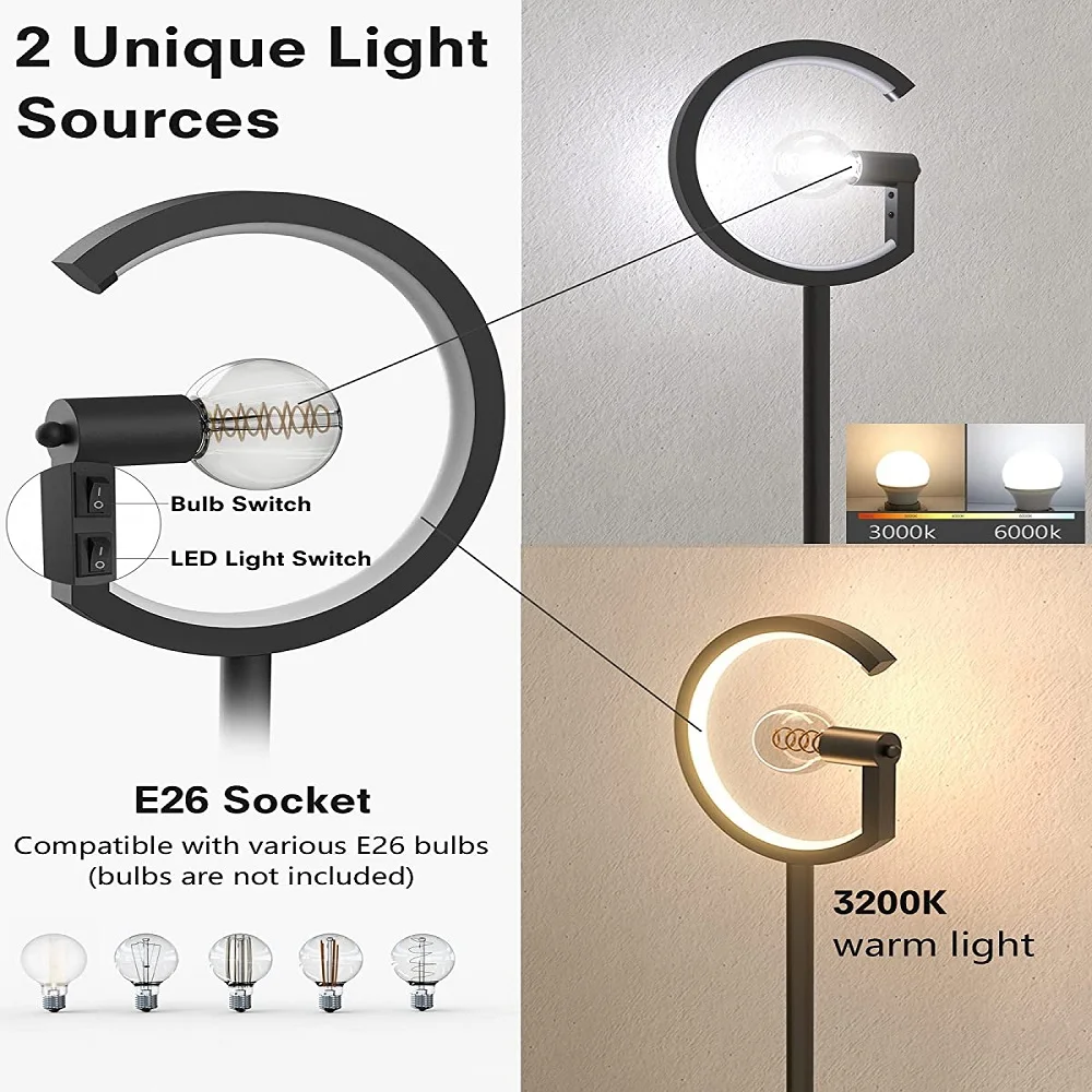 Industrial Standing Lamp with G-shaped Design LED Floor Light E26 Socket Floor Lamp