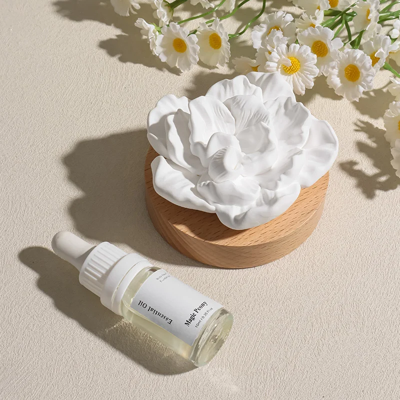 Home Flower Shaped Ceramic Scented Aroma Stone Essential Oil Fragrance Diffuser Car Decoration Air Freshener