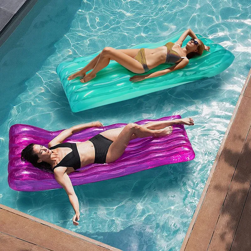 Inflatable Pool Float Lounge Raft, Swimming Pool Floating Air Bed Mattress for Summer Parties