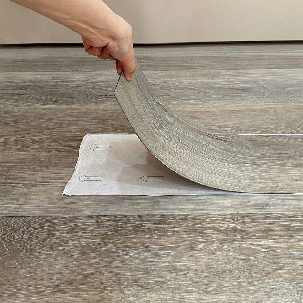 Us hot selling self-adhesive adhesive wood design peel paste PVC floor covering PISO-bonded lvt self-adhesive vinyl flooring