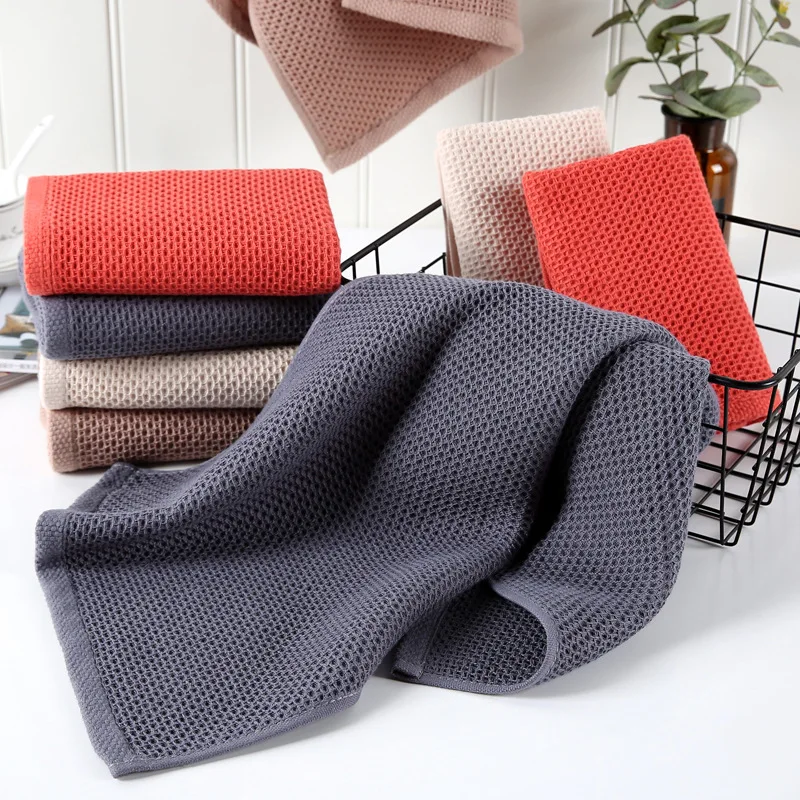Adult pure cotton towel gauze honeycomb towel lovers absorbent breathable pure cotton face towel wholesale